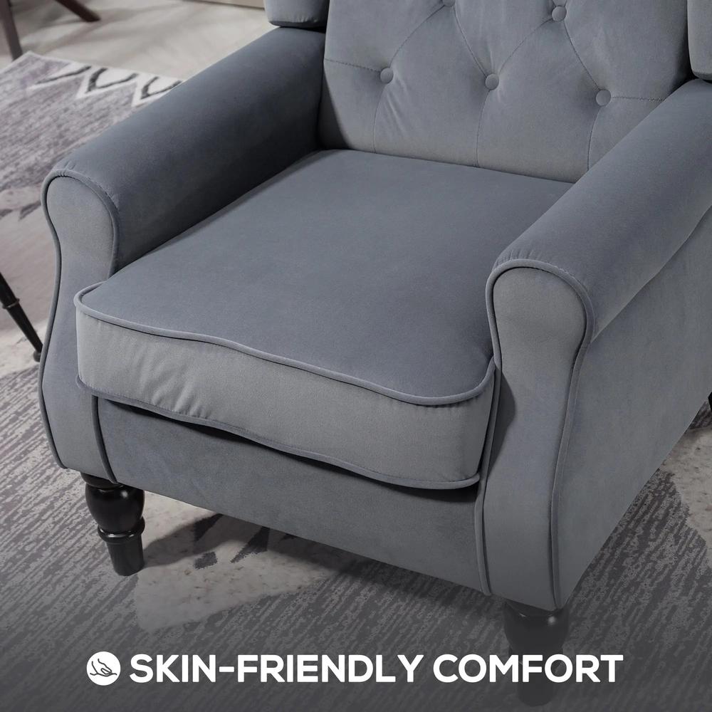 HOMCOM Wingback Accent Chair, Retro Upholstered Button Tufted Occasional Chair for Living Room and Bedroom 833-695V72 Additional View 20