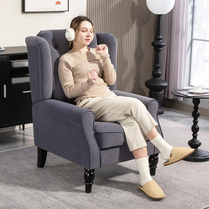 HOMCOM Wingback Accent Chair, Retro Upholstered Button Tufted Occasional Chair for Living Room and Bedroom 833-695V72 Additional View 2