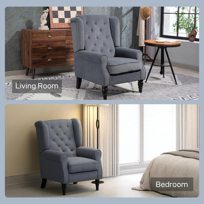 HOMCOM Wingback Accent Chair, Retro Upholstered Button Tufted Occasional Chair for Living Room and Bedroom 833-695V72 Additional View 22