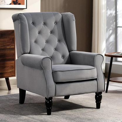 HOMCOM Wingback Accent Chair, Retro Upholstered Button Tufted Occasional Chair for Living Room and Bedroom 833-695V72 Additional View 27
