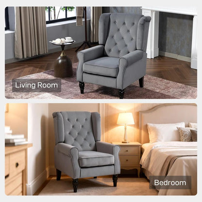HOMCOM Wingback Accent Chair, Retro Upholstered Button Tufted Occasional Chair for Living Room and Bedroom 833-695V72 Additional View 33