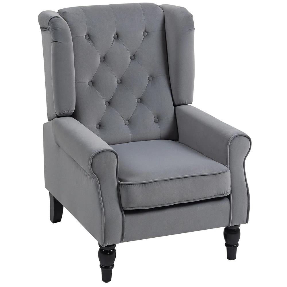 HOMCOM Wingback Accent Chair, Retro Upholstered Button Tufted Occasional Chair for Living Room and Bedroom 833-695V72 Additional View 36