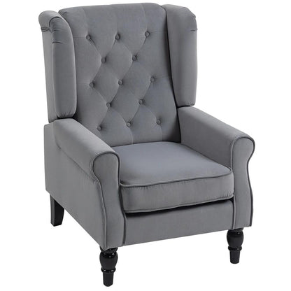 HOMCOM Wingback Accent Chair, Retro Upholstered Button Tufted Occasional Chair for Living Room and Bedroom 833-695V72 Additional View 36