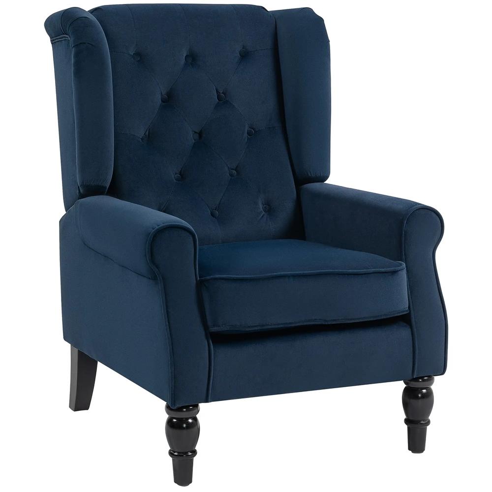 HOMCOM Wingback Accent Chair, Retro Upholstered Button Tufted Occasional Chair for Living Room and Bedroom 833-695V72 Additional View 37