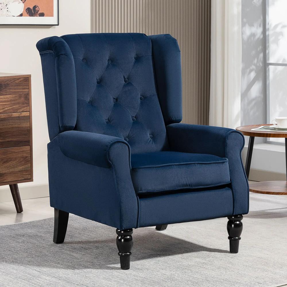HOMCOM Wingback Accent Chair, Retro Upholstered Button Tufted Occasional Chair for Living Room and Bedroom 833-695V72 Additional View 38