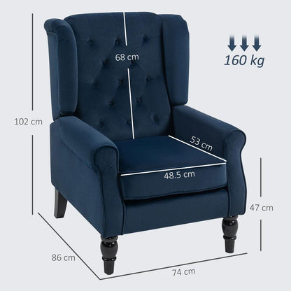 HOMCOM Wingback Accent Chair, Retro Upholstered Button Tufted Occasional Chair for Living Room and Bedroom 833-695V72 Additional View 39