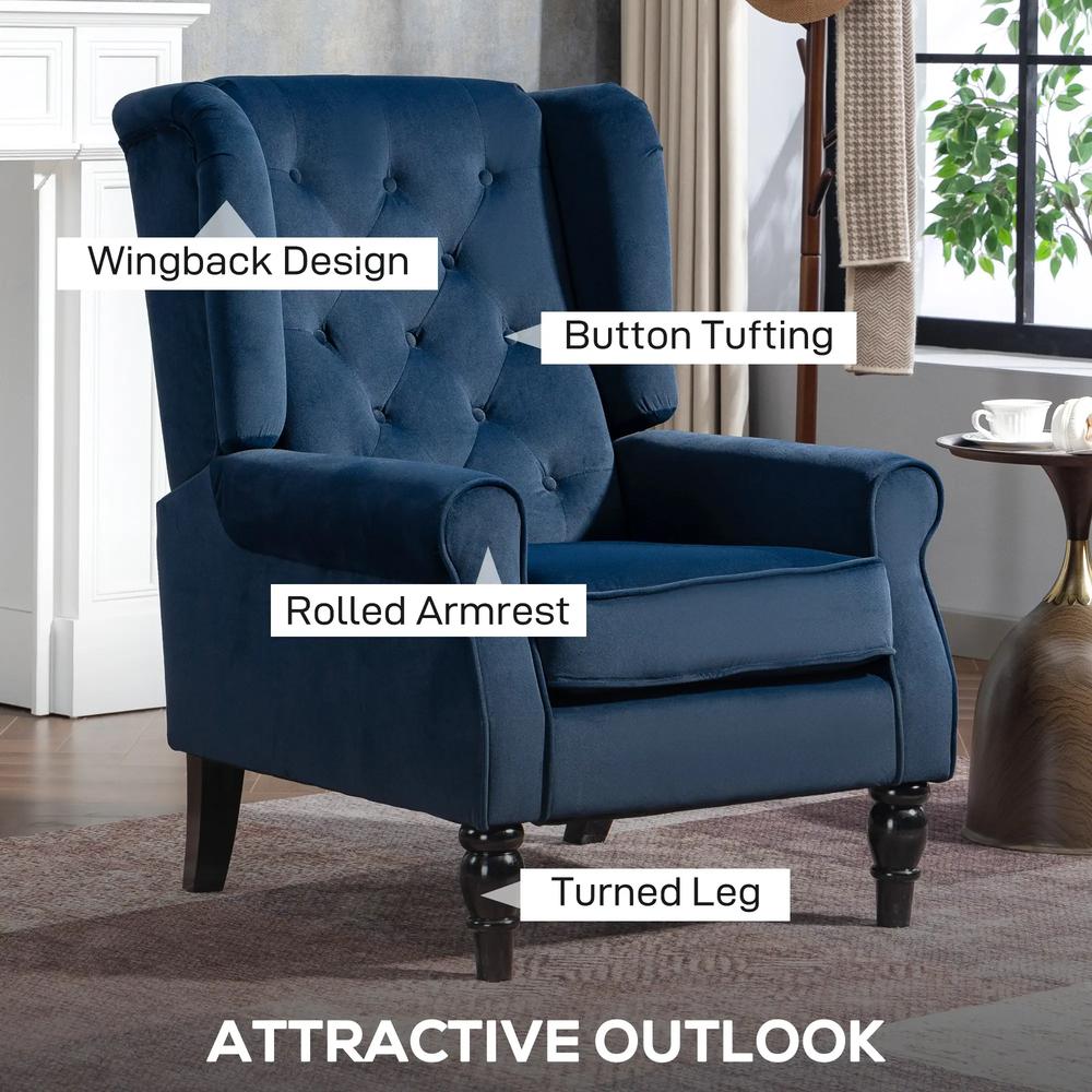 HOMCOM Wingback Accent Chair, Retro Upholstered Button Tufted Occasional Chair for Living Room and Bedroom 833-695V72 Additional View 40