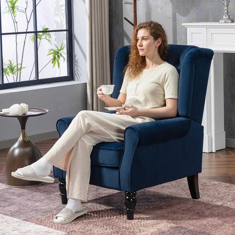 HOMCOM Wingback Accent Chair, Retro Upholstered Button Tufted Occasional Chair for Living Room and Bedroom 833-695V72 Additional View 46