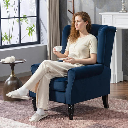 HOMCOM Wingback Accent Chair, Retro Upholstered Button Tufted Occasional Chair for Living Room and Bedroom 833-695V72 Additional View 46