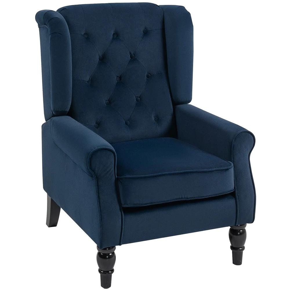 HOMCOM Wingback Accent Chair, Retro Upholstered Button Tufted Occasional Chair for Living Room and Bedroom 833-695V72 Additional View 47