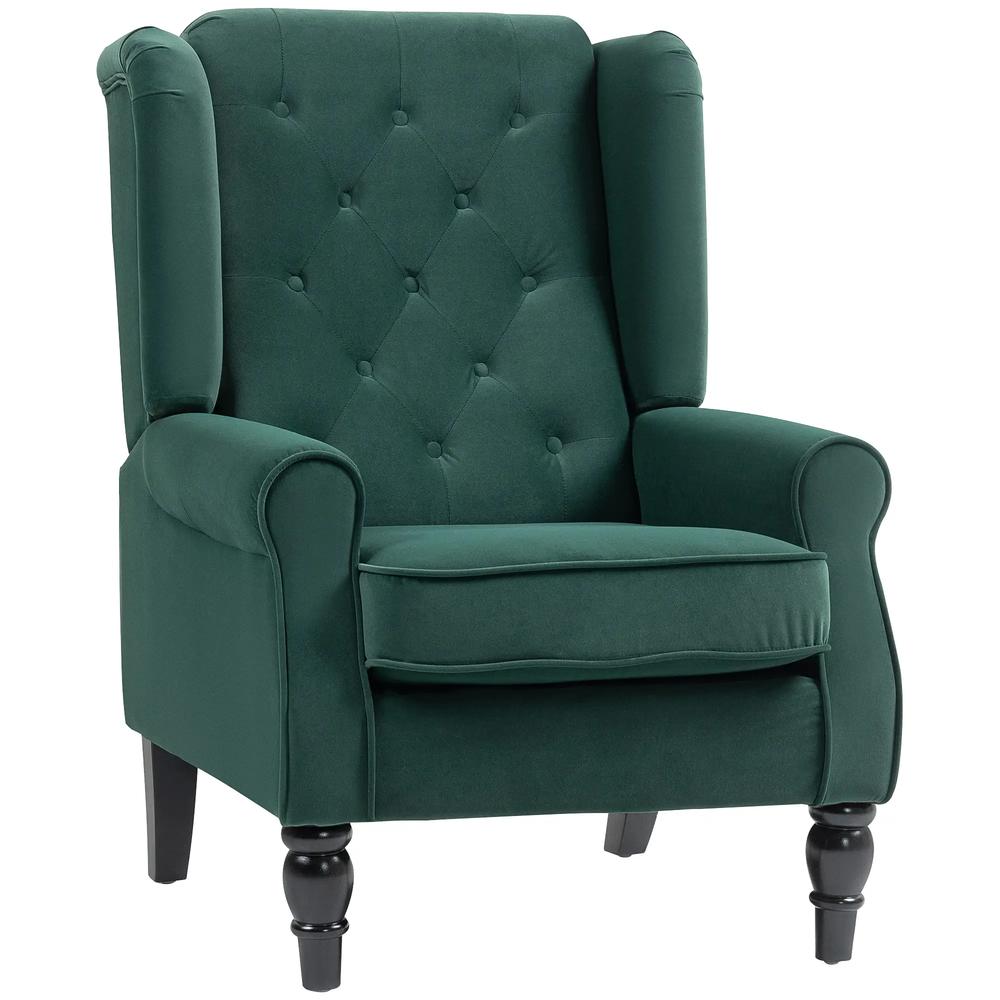 HOMCOM Wingback Accent Chair, Retro Upholstered Button Tufted Occasional Chair for Living Room and Bedroom 833-695V72 Additional View 48