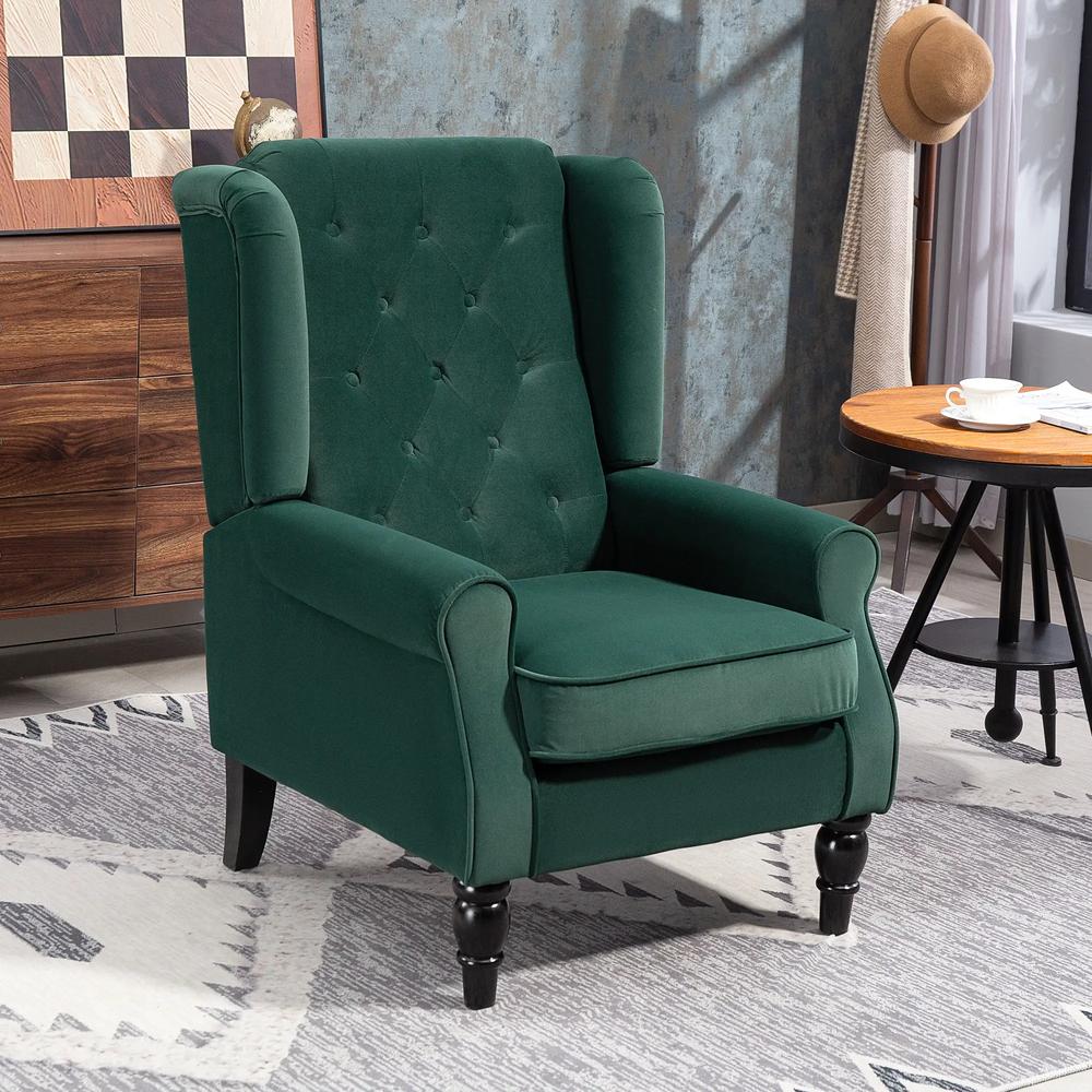 HOMCOM Wingback Accent Chair, Retro Upholstered Button Tufted Occasional Chair for Living Room and Bedroom 833-695V72 Additional View 49