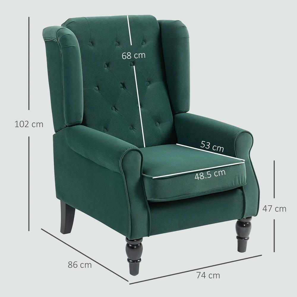 HOMCOM Wingback Accent Chair, Retro Upholstered Button Tufted Occasional Chair for Living Room and Bedroom 833-695V72 Additional View 50