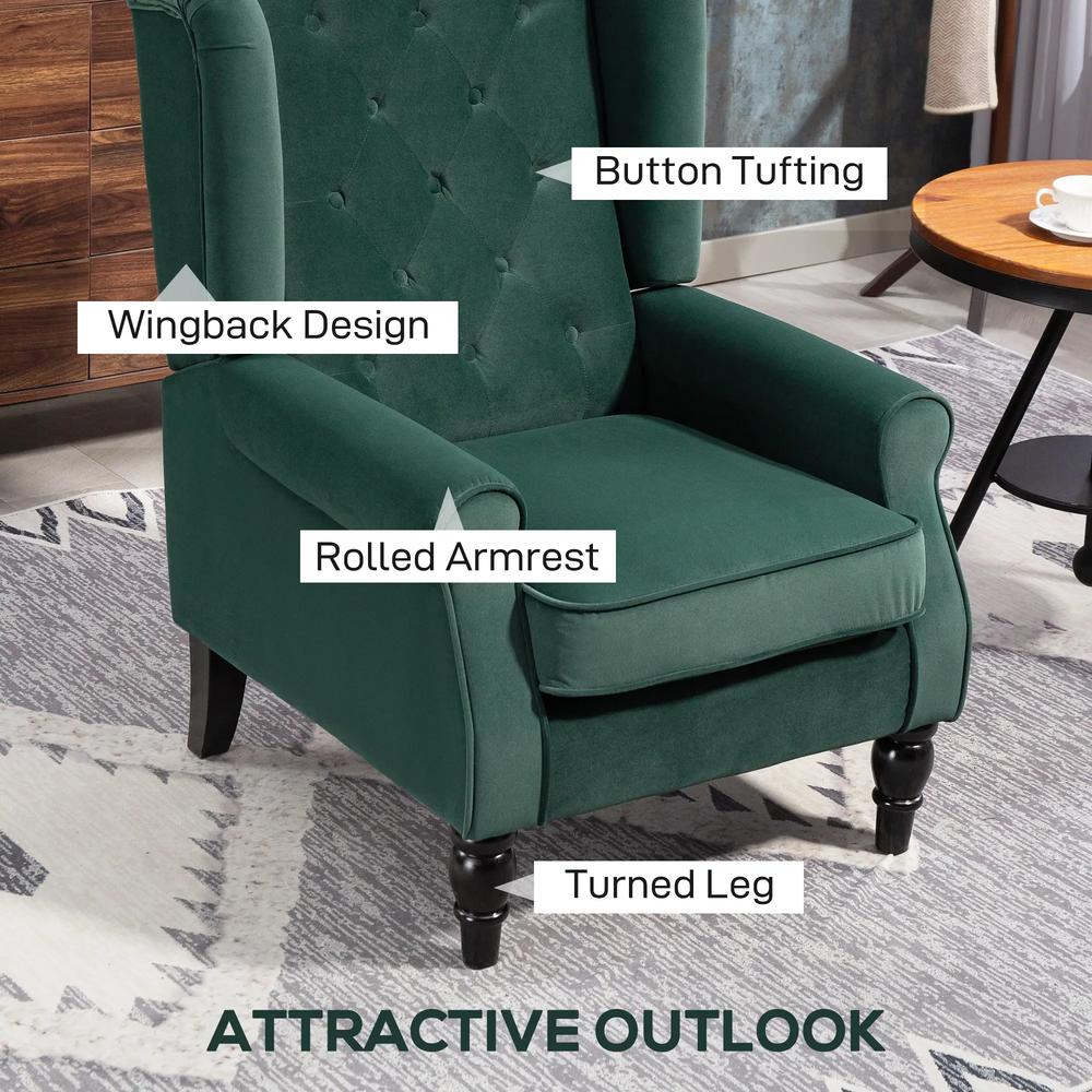 HOMCOM Wingback Accent Chair, Retro Upholstered Button Tufted Occasional Chair for Living Room and Bedroom 833-695V72 Additional View 51