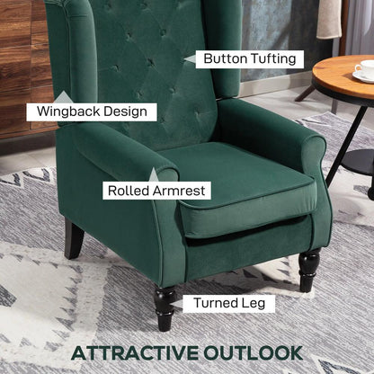 HOMCOM Wingback Accent Chair, Retro Upholstered Button Tufted Occasional Chair for Living Room and Bedroom 833-695V72 Additional View 51