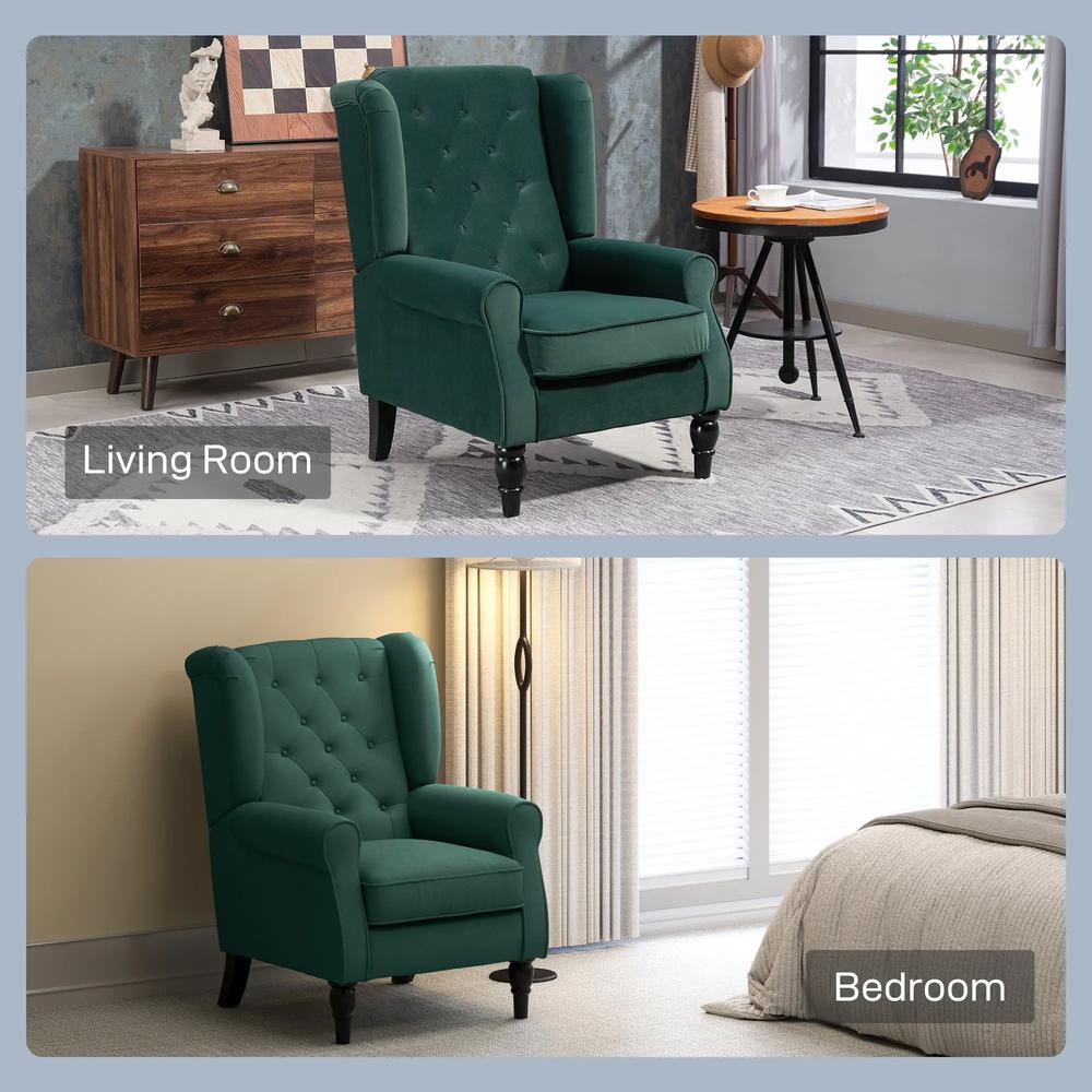 HOMCOM Wingback Accent Chair, Retro Upholstered Button Tufted Occasional Chair for Living Room and Bedroom 833-695V72 Additional View 55
