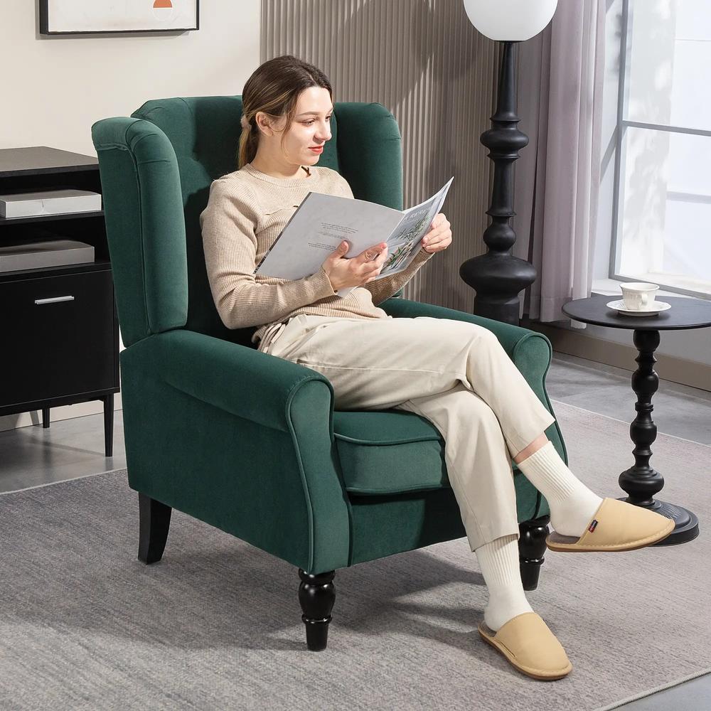 HOMCOM Wingback Accent Chair, Retro Upholstered Button Tufted Occasional Chair for Living Room and Bedroom 833-695V72 Additional View 57