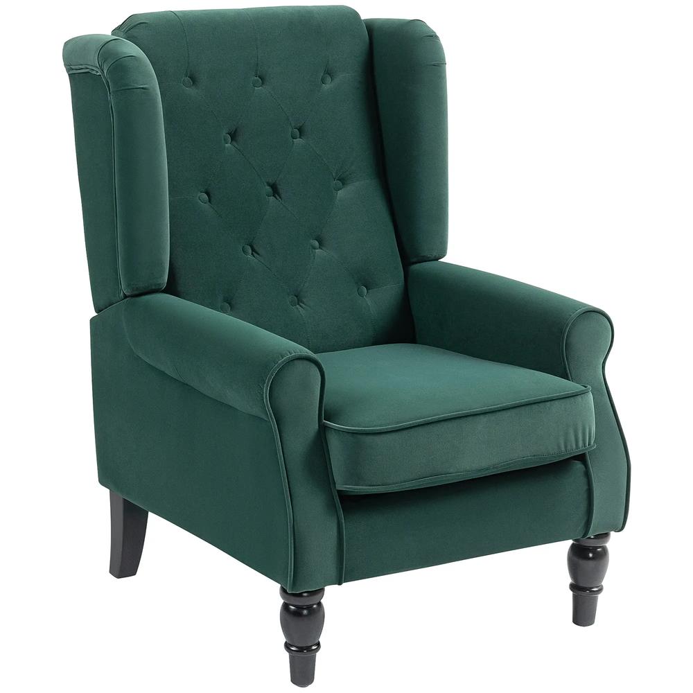 HOMCOM Wingback Accent Chair, Retro Upholstered Button Tufted Occasional Chair for Living Room and Bedroom 833-695V72 Additional View 58