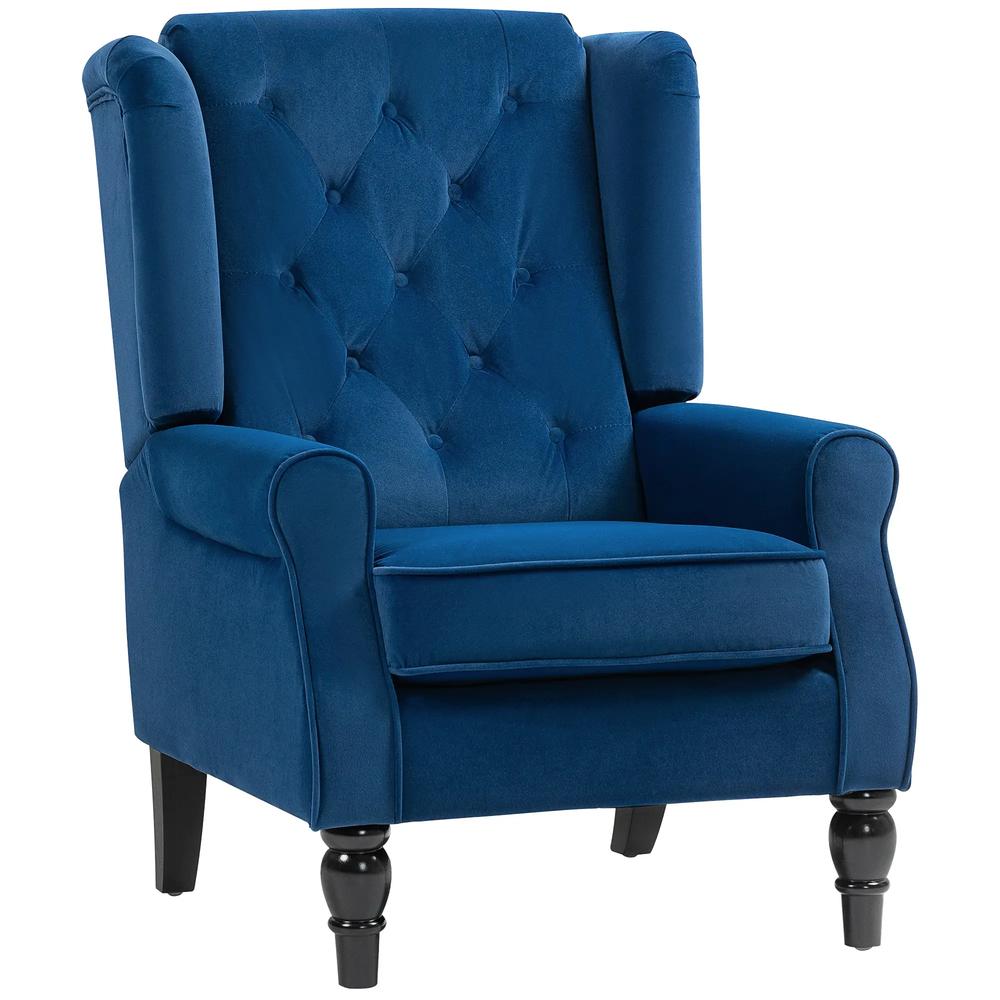 HOMCOM Wingback Accent Chair, Retro Upholstered Button Tufted Occasional Chair for Living Room and Bedroom 833-695V72 Additional View 59