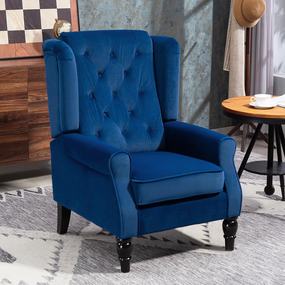 HOMCOM Wingback Accent Chair, Retro Upholstered Button Tufted Occasional Chair for Living Room and Bedroom 833-695V72 Additional View 60