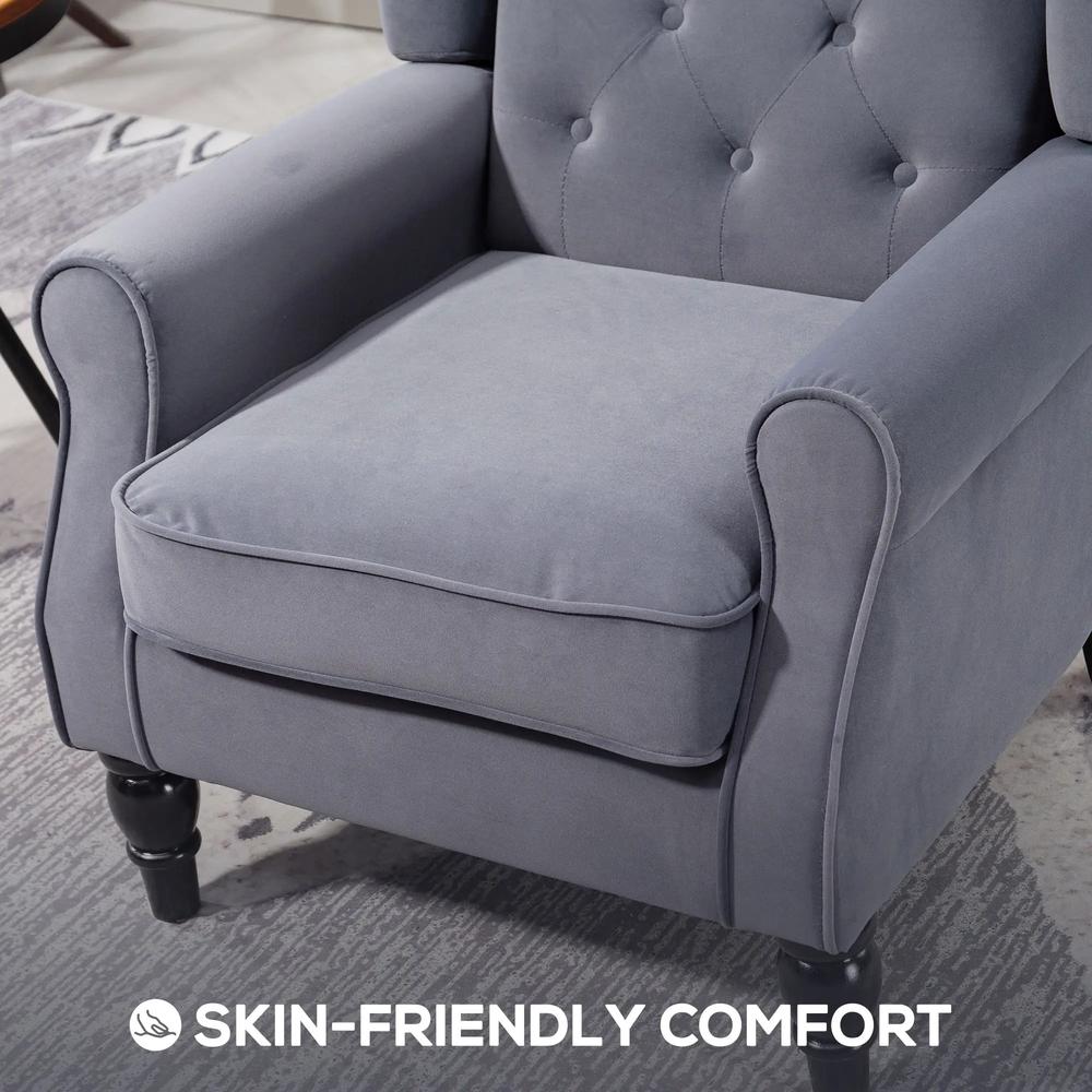 HOMCOM Wingback Accent Chair, Retro Upholstered Button Tufted Occasional Chair for Living Room and Bedroom 833-695V72 Additional View 6
