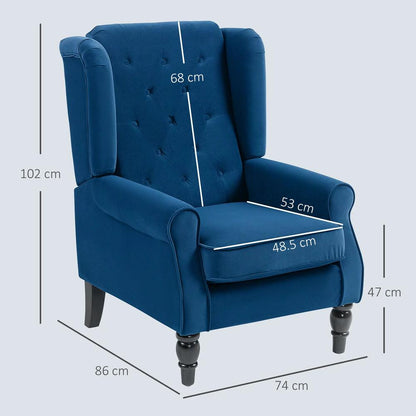 HOMCOM Wingback Accent Chair, Retro Upholstered Button Tufted Occasional Chair for Living Room and Bedroom 833-695V72 Additional View 61