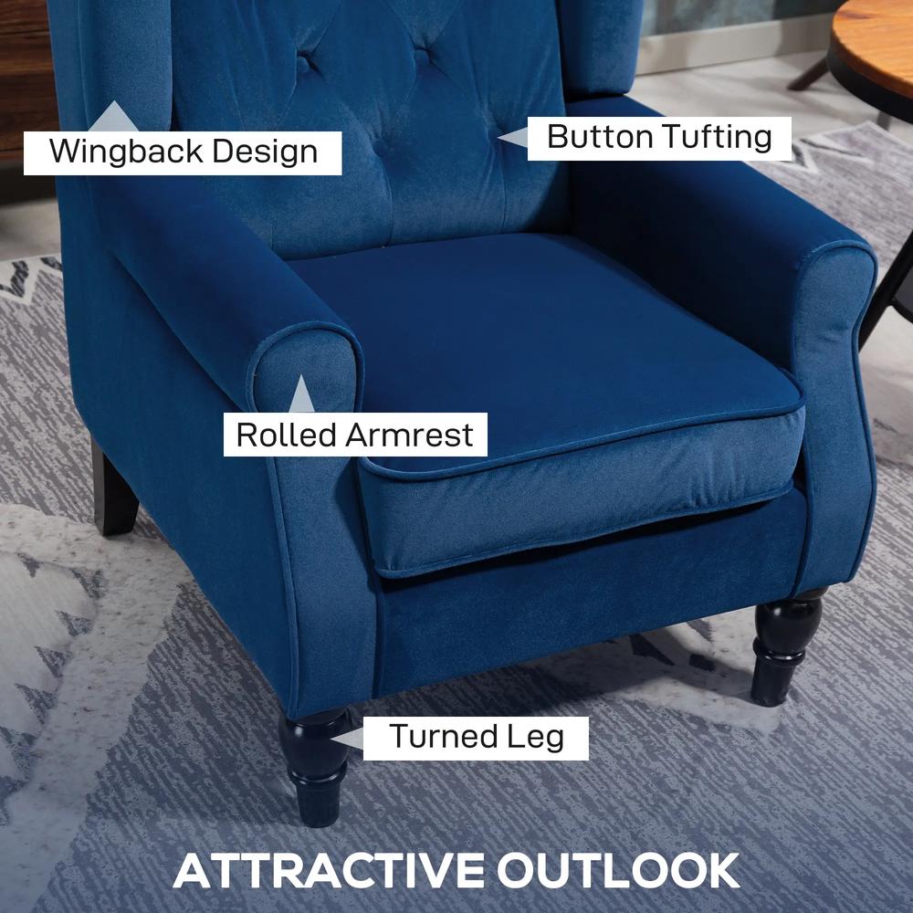 HOMCOM Wingback Accent Chair, Retro Upholstered Button Tufted Occasional Chair for Living Room and Bedroom 833-695V72 Additional View 62