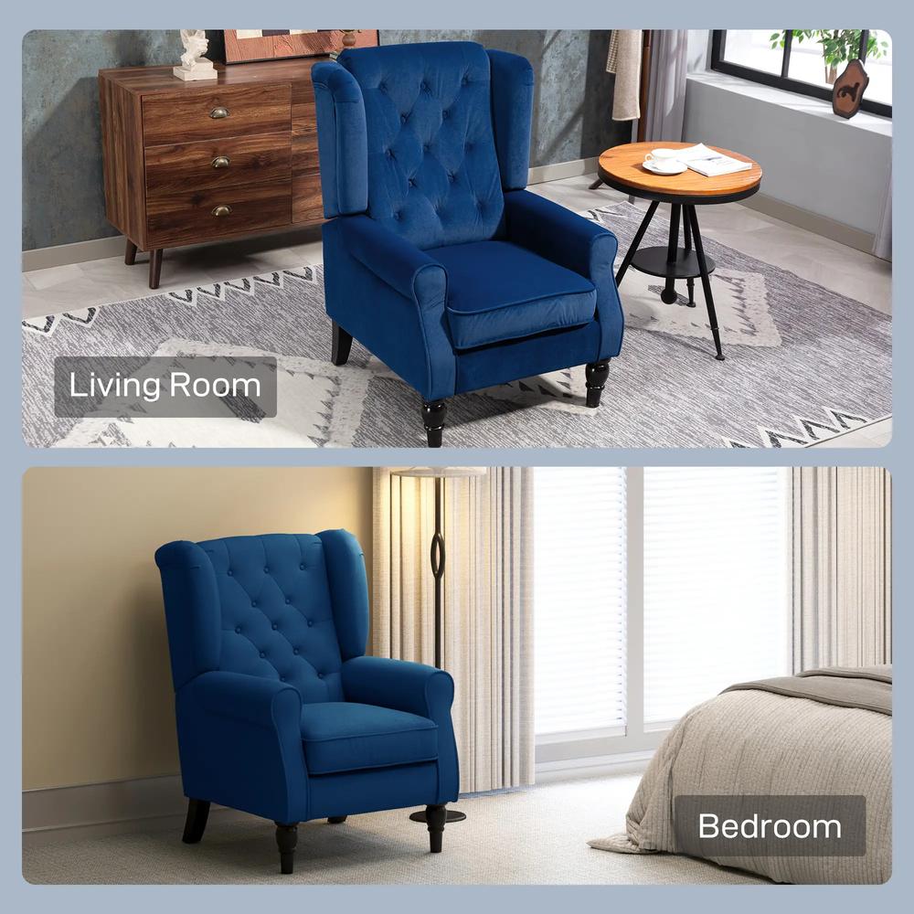 HOMCOM Wingback Accent Chair, Retro Upholstered Button Tufted Occasional Chair for Living Room and Bedroom 833-695V72 Additional View 66