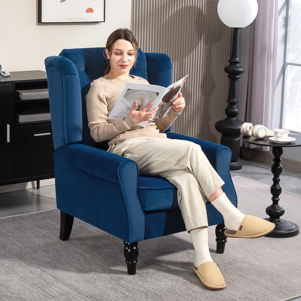 HOMCOM Wingback Accent Chair, Retro Upholstered Button Tufted Occasional Chair for Living Room and Bedroom 833-695V72 Additional View 68