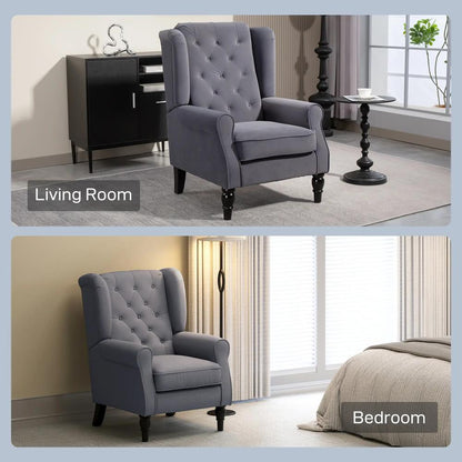 HOMCOM Wingback Accent Chair, Retro Upholstered Button Tufted Occasional Chair for Living Room and Bedroom 833-695V72 Additional View 8