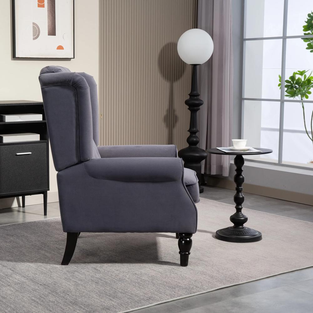HOMCOM Wingback Accent Chair, Retro Upholstered Button Tufted Occasional Chair for Living Room and Bedroom 833-695V72 Additional View 9