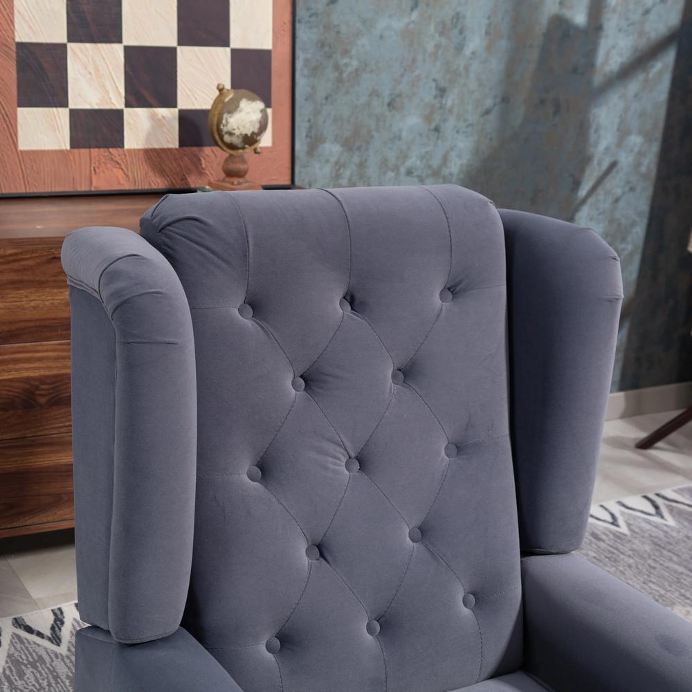 HOMCOM Wingback Accent Chair, Retro Upholstered Button Tufted Occasional Chair for Living Room and Bedroom 833-695V72 Additional View 10