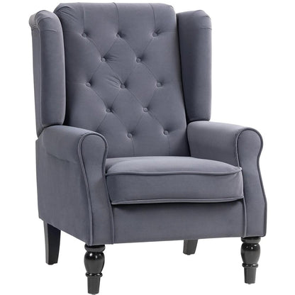 HOMCOM Wingback Accent Chair, Retro Upholstered Button Tufted Occasional Chair for Living Room and Bedroom 833-695V72