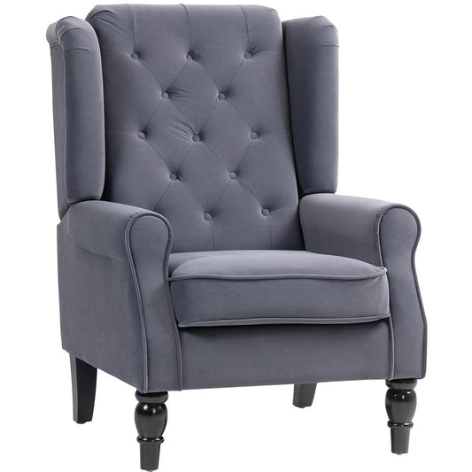 HOMCOM Wingback Accent Chair, Retro Upholstered Button Tufted Occasional Chair for Living Room and Bedroom 833-695V72