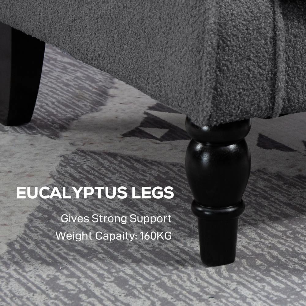 HOMCOM Teddy Fleece Retro Wingback Chair - Grey Additional View 7