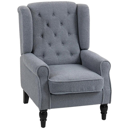 HOMCOM Wingback Accent Chair, Retro Upholstered Button Tufted Occasional Chair for Living Room and Bedroom, Grey Additional View 12