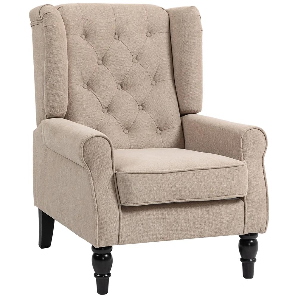 HOMCOM Wingback Accent Chair, Retro Upholstered Button Tufted Occasional Chair for Living Room and Bedroom 833-695V74 Additional View 11