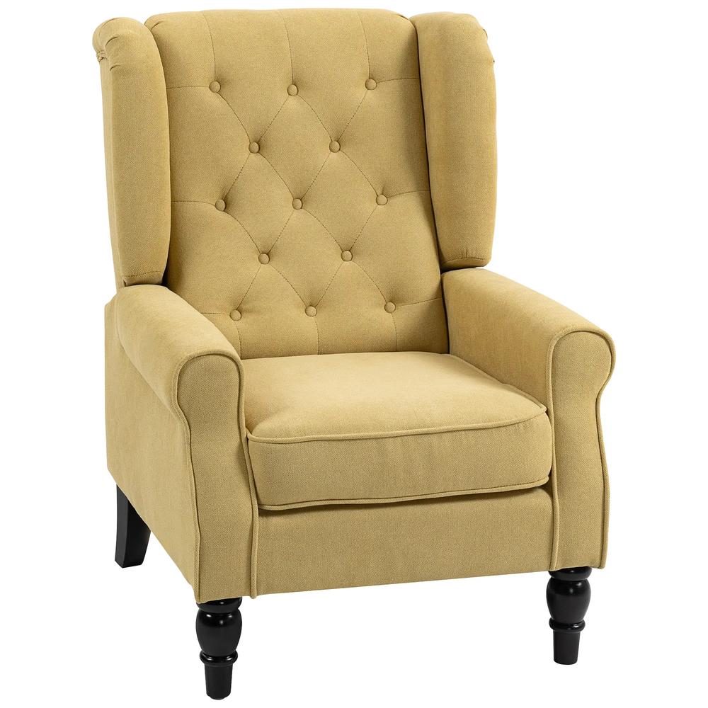 HOMCOM Wingback Accent Chair, Retro Upholstered Button Tufted Occasional Chair for Living Room and Bedroom 833-695V74 Additional View 12