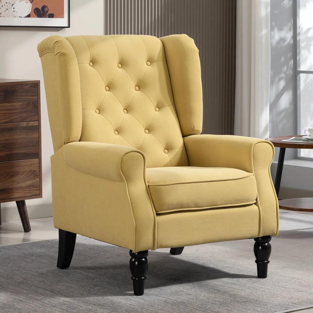 HOMCOM Wingback Accent Chair, Retro Upholstered Button Tufted Occasional Chair for Living Room and Bedroom 833-695V74 Additional View 13