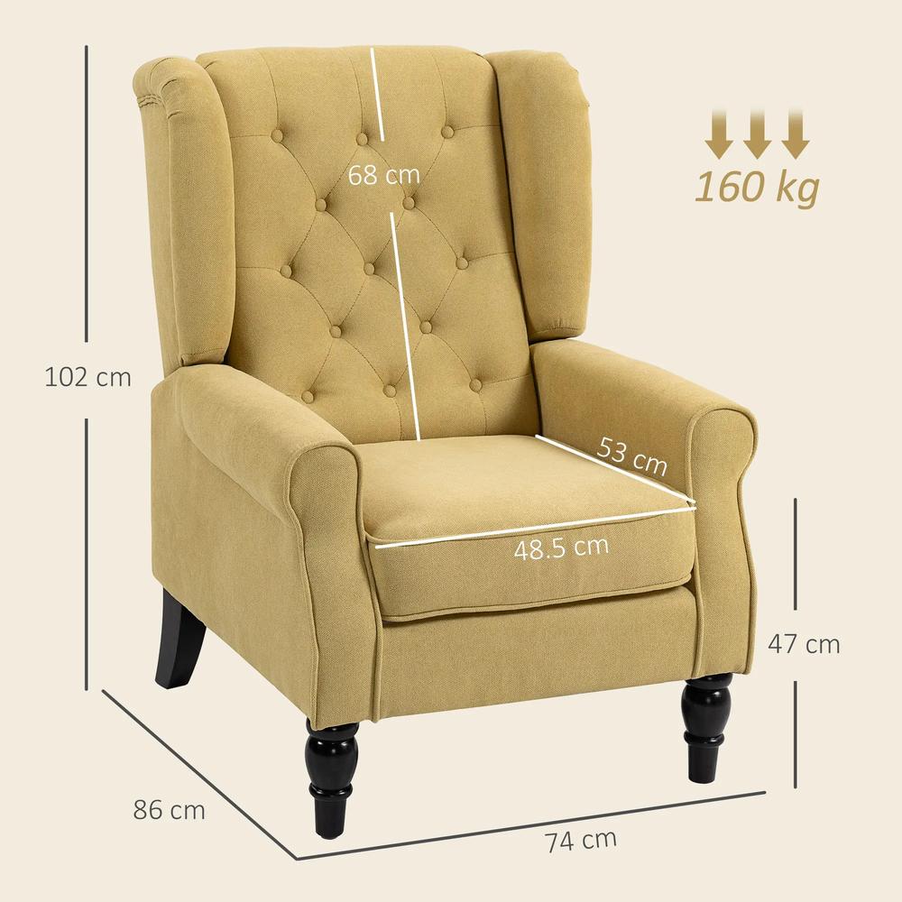 HOMCOM Wingback Accent Chair, Retro Upholstered Button Tufted Occasional Chair for Living Room and Bedroom 833-695V74 Additional View 14