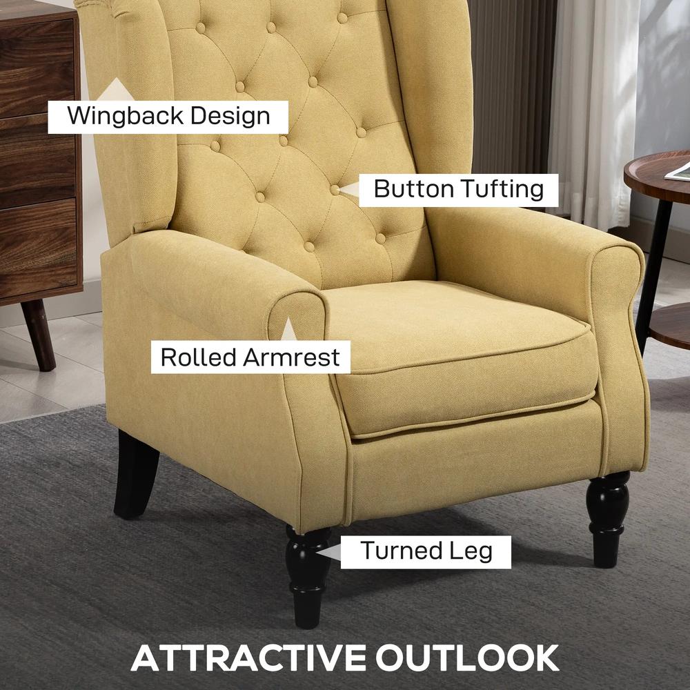 HOMCOM Wingback Accent Chair, Retro Upholstered Button Tufted Occasional Chair for Living Room and Bedroom 833-695V74 Additional View 15