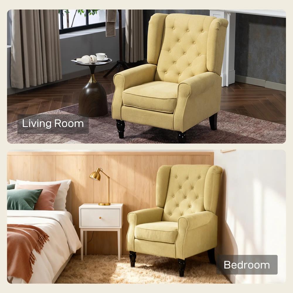 HOMCOM Wingback Accent Chair, Retro Upholstered Button Tufted Occasional Chair for Living Room and Bedroom 833-695V74 Additional View 19