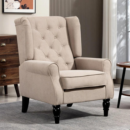 HOMCOM Wingback Accent Chair, Retro Upholstered Button Tufted Occasional Chair for Living Room and Bedroom 833-695V74 Additional View 2