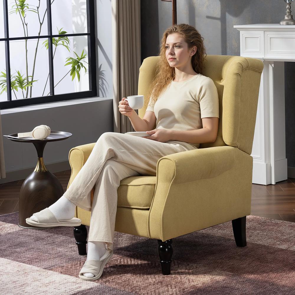 HOMCOM Wingback Accent Chair, Retro Upholstered Button Tufted Occasional Chair for Living Room and Bedroom 833-695V74 Additional View 21