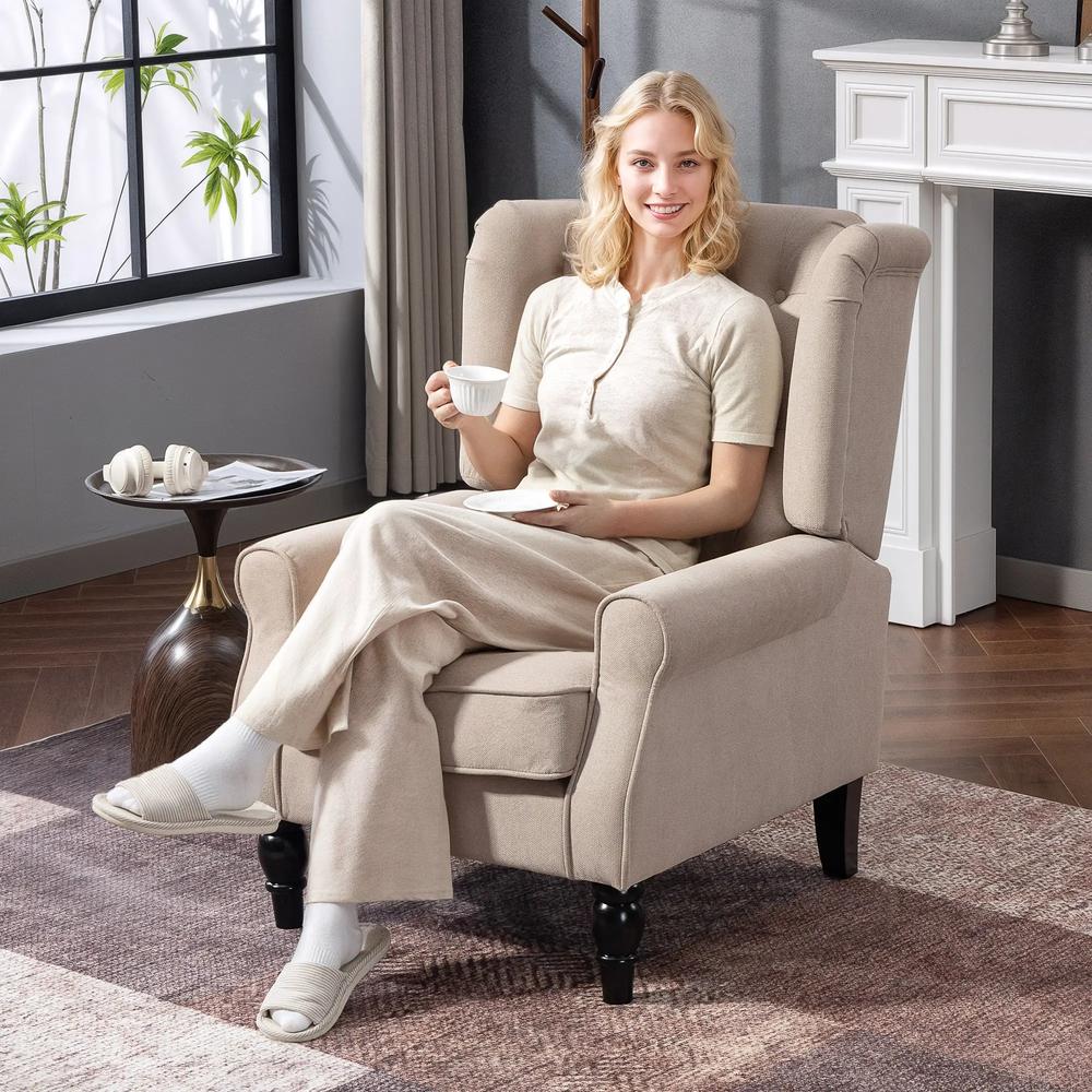 HOMCOM Wingback Accent Chair, Retro Upholstered Button Tufted Occasional Chair for Living Room and Bedroom 833-695V74 Additional View 10