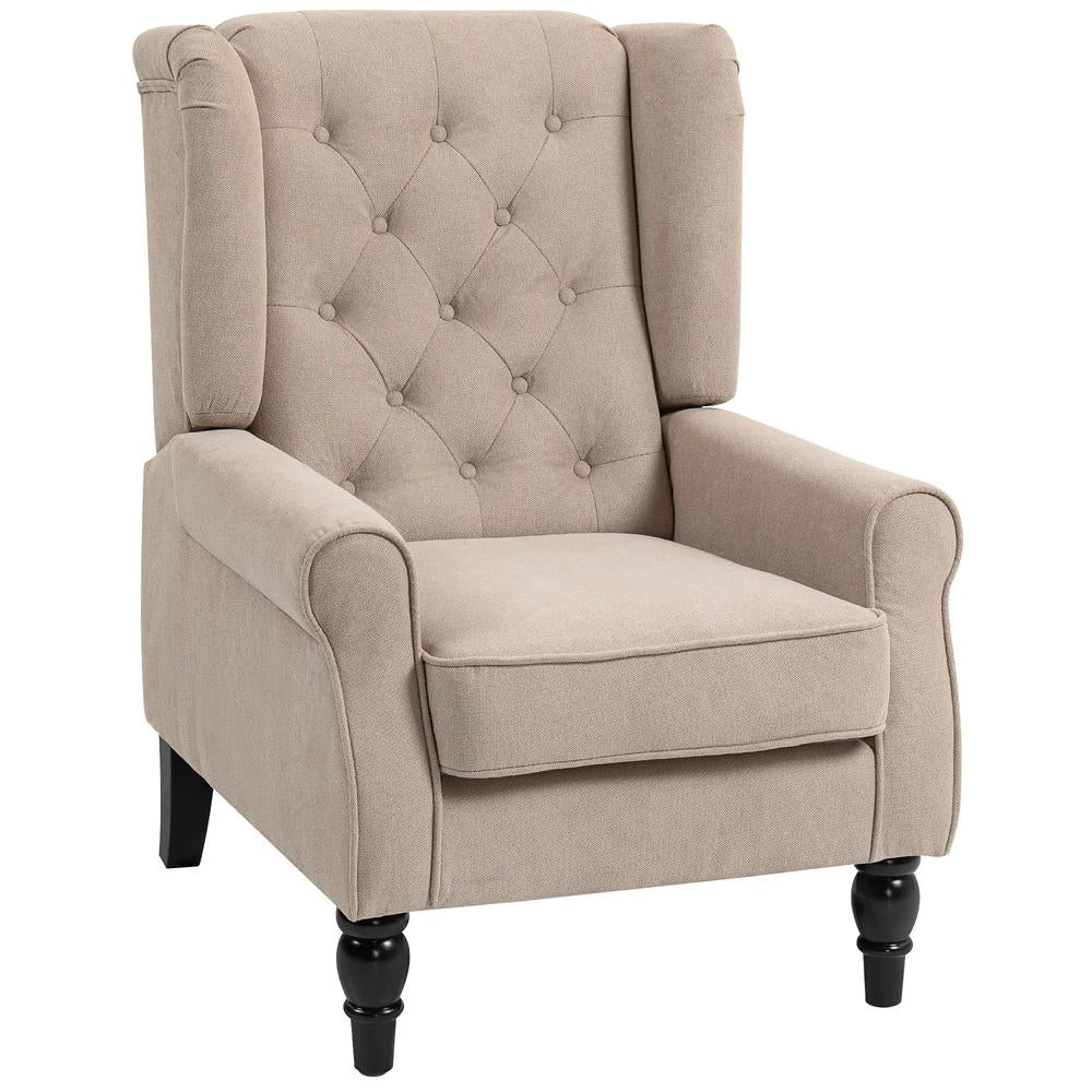 HOMCOM Wingback Accent Chair, Retro Upholstered Button Tufted Occasional Chair for Living Room and Bedroom 833-695V74