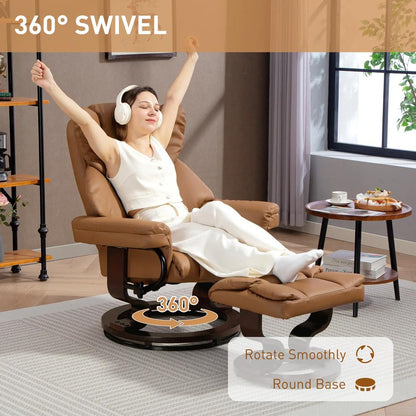 HOMCOM Faux Leather Reclining Chair and Footstool - Brown Additional View 6
