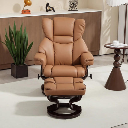 HOMCOM Faux Leather Reclining Chair and Footstool - Brown Additional View 8