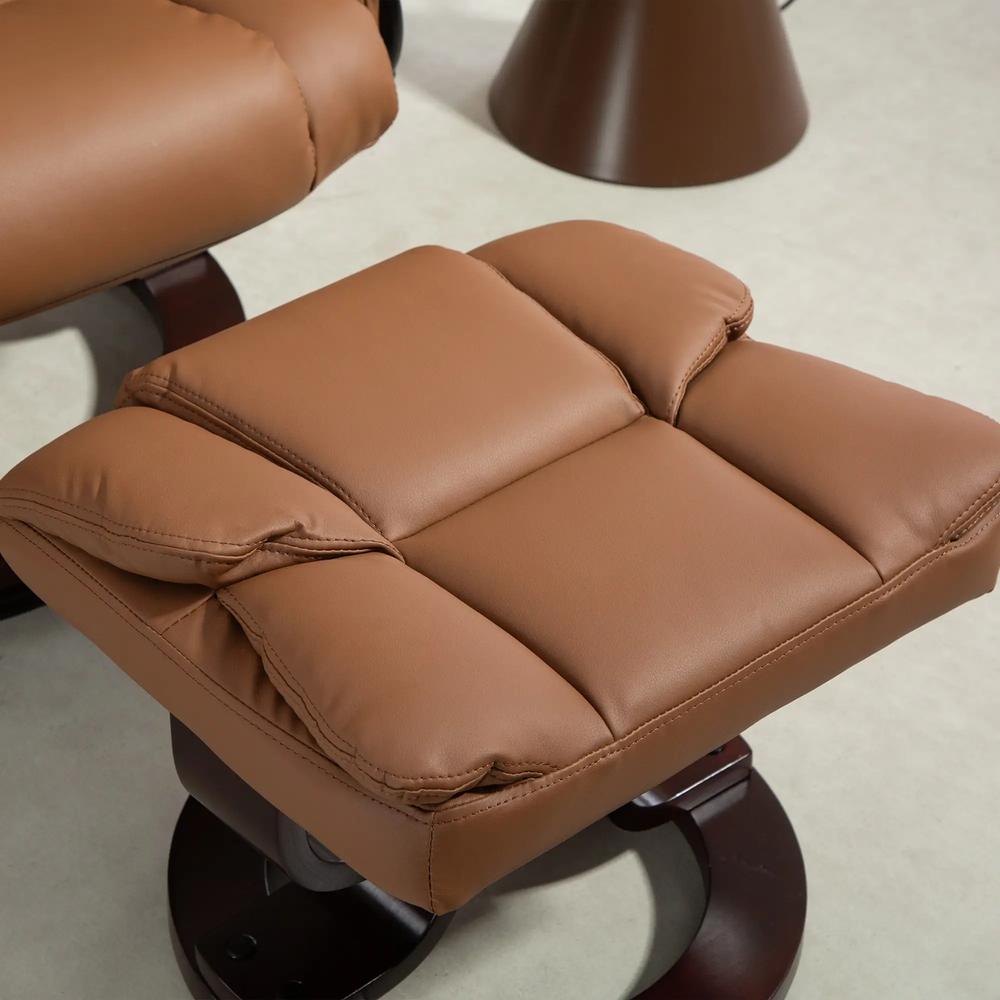 HOMCOM Faux Leather Reclining Chair and Footstool - Brown Additional View 9