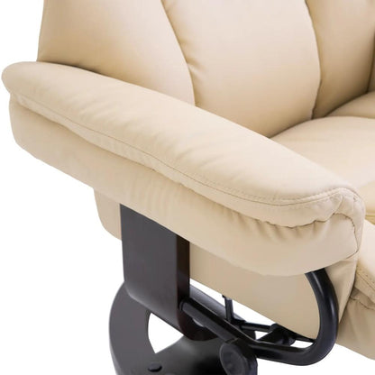 HOMCOM 360&deg; Swivel Recliner Chair with Footstool, PU Leather Manual Recliner Armchair with Footstool, Solid Wood Base, Upholstered Reclining Chair for Living Room, Office Additional View 18